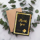 Thank you card graduation black gold confetti dankeskarte