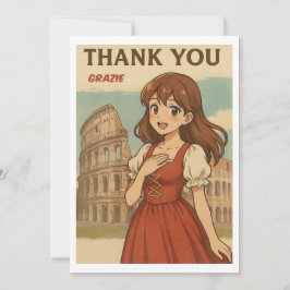 Thank You Card - Italian Anime Girl in Rome Dankeskarte