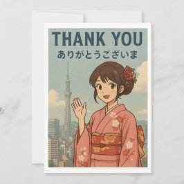 Thank You Card - Japanese Kimono Girl in Tokyo Dankeskarte