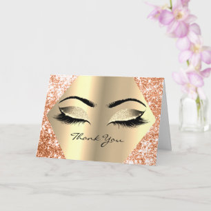 Thank You Card Makeup Coral Gold Wedding Bridal Karte