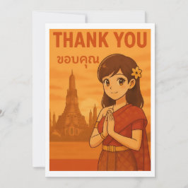 Thank You Card - Thai Girl Greeting in Bangkok Dankeskarte