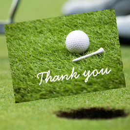 Thank you card to golfer with golf ball and tee dankeskarte