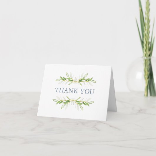 Thank You Card Watercolor Botanical Greenery Dankeskarte (Vorderseite)