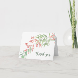 Thank You Card with Branch of Flowers and Leaves Karte