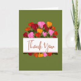 Thank you card with tulips and a green background karte