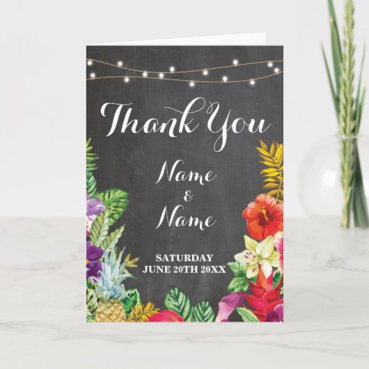 Thank You Cards Bridal Tropical Lights Wedding Dankeskarte (Vorderseite)