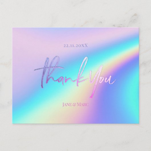 Thank You Cards Faux Foil Holographic Postcard Postkarte (Vorderseite)