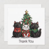 Thank You Christmas Cats Holiday Tree Dankeskarte (Vorne/Hinten)