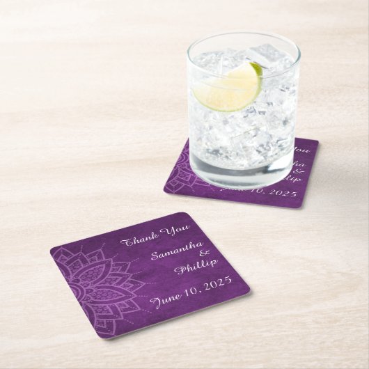 Thank you coaster wedding favor purple rechteckiger pappuntersetzer (Vor Ort)