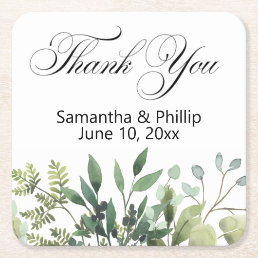 Thank you coaster wedding favors rechteckiger pappuntersetzer (Vorderseite)