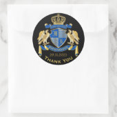 Thank You Coat of Arms Blue Gold Eagle Emblem Runder Aufkleber (Tasche)