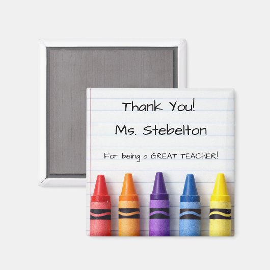 Thank You Crayons Teacher Appreciation Magnet (Vorderseite/Rückseite)