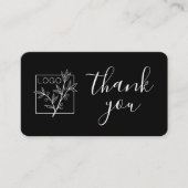 Thank You Custom Logo Modern Script Black Visitenkarte (Vorderseite)