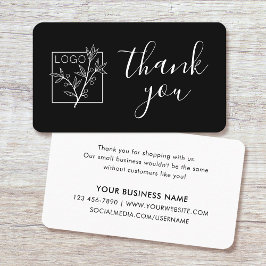 Thank You Custom Logo Modern Script Black Visitenkarte