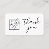 Thank You Custom Logo Modern Script White Visitenkarte (Vorderseite)