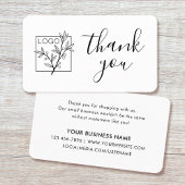 Thank You Custom Logo Modern Script White Visitenkarte