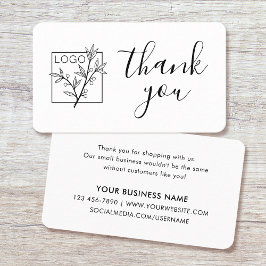 Thank You Custom Logo Modern Script White Visitenkarte