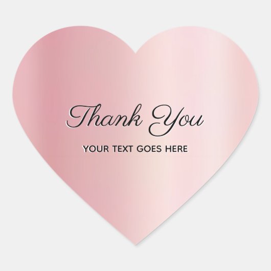 Thank You Custom Text Luxury Elegant Rose Gold Herz-Aufkleber (Vorderseite)