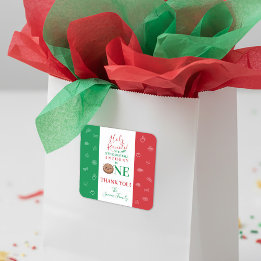 Thank You Cute Meatball First Birthday Party  Quadratischer Aufkleber