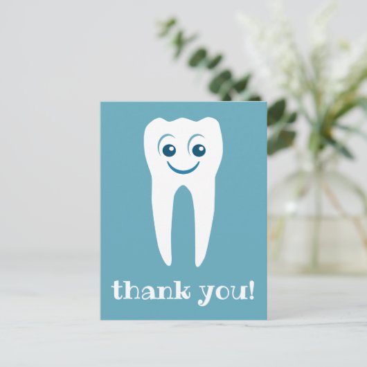 thank you dentist smiling tooth postcard postkarte (Stehend Vorderseite)