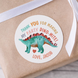 Thank You Dino-Mite Watercolor Dinosaur Runder Aufkleber