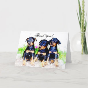 Thank You Doberman Pinscher pups greeting card Dankeskarte