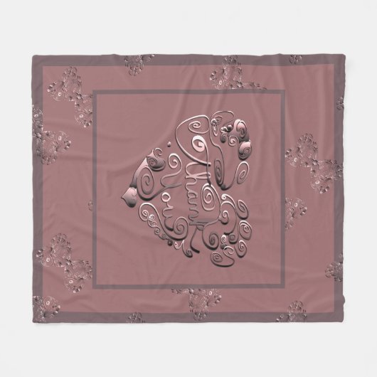 "Thank you" Dusty Rose Fleece Blanket (Vorderseite (Horizontal))