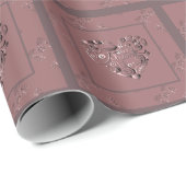 "Thank You" Dusty Rose Heart Wrapping Paper Geschenkpapier (Rolleneckpunkt)