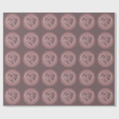 "Thank You" Dusty Rose Heart Wrapping Paper Geschenkpapier (Flach)