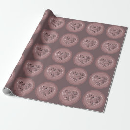 "Thank You" Dusty Rose Heart Wrapping Paper Geschenkpapier