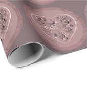 "Thank You" Dusty Rose Heart Wrapping Paper Geschenkpapier (Rolleneckpunkt)