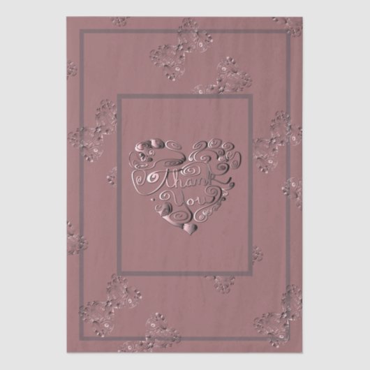 "Thank you" Dusty Rose Seidenpapier (Vorderseite)