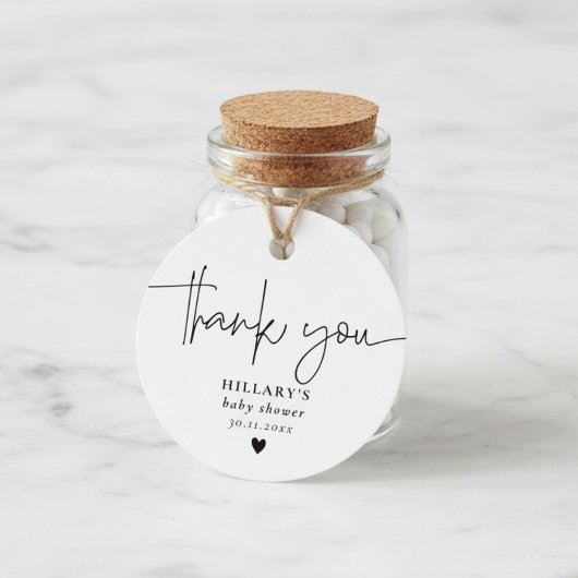Thank you Elegant Calligraphy Baby Shower   Geschenkanhänger
