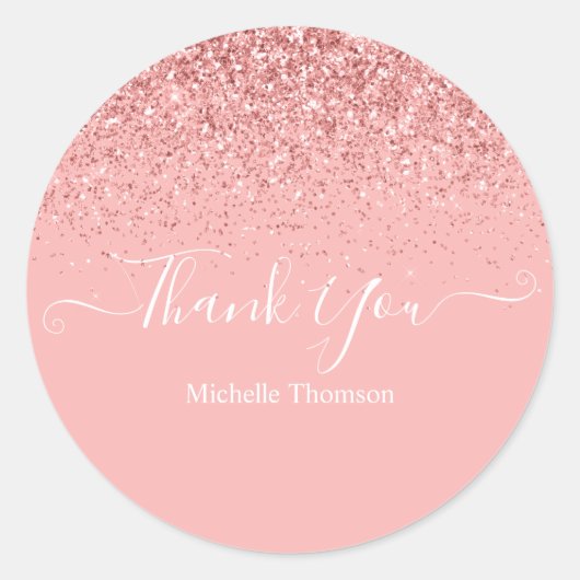 Thank you elegant fashionable dark pink glitter fo runder aufkleber (Vorderseite)