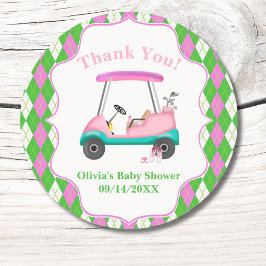 Thank You Elegant Golf Cart Ready For Baby Shower Runder Aufkleber