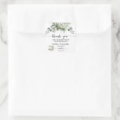 Thank You Eucalyptus Matcha Bridal Shower Quadratischer Aufkleber (Tasche)