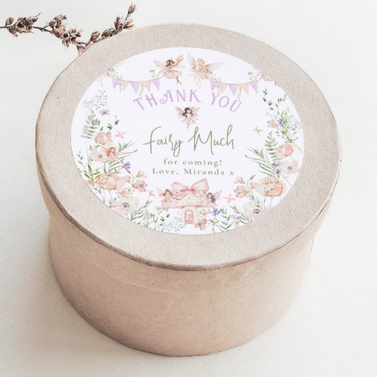 Thank you Fairy Much Fairy 1st Birthday Whimsical Runder Aufkleber