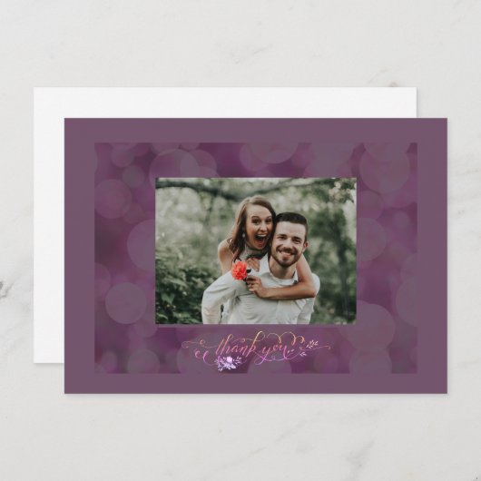 Thank You Fancy Script Photo Bubble Frame Card Dankeskarte (Vorne/Hinten)