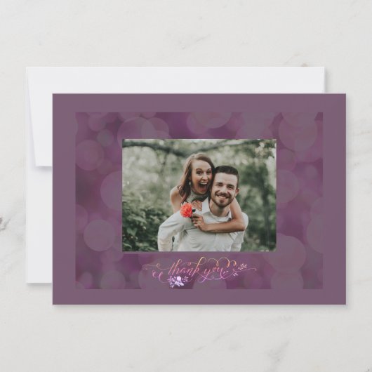 Thank You Fancy Script Photo Bubble Frame Card Dankeskarte (Vorderseite)