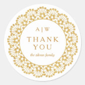 Thank you faux glitter Doily Round Sticker (Vorderseite)