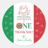 Thank You First Birthday Party Meatball Runder Aufkleber (Vorderseite)
