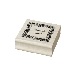 Thank you floral border rubber stamps gummistempel