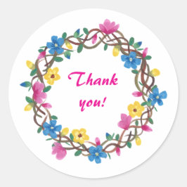Thank you Floral Wreathe Stickers