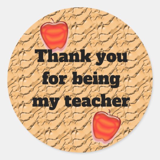 Thank You For Being My Teacher Apple Appreitation Runder Aufkleber (Vorderseite)