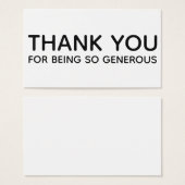 Thank You For Being So Generous Gift Einsatz Card (Vorne & Hinten)