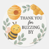 Thank You for Buzzing By  Bee Label Runder Aufkleber (Vorderseite)