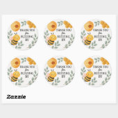 Thank You for Buzzing By Bee Label Runder Aufkleber (Blatt)