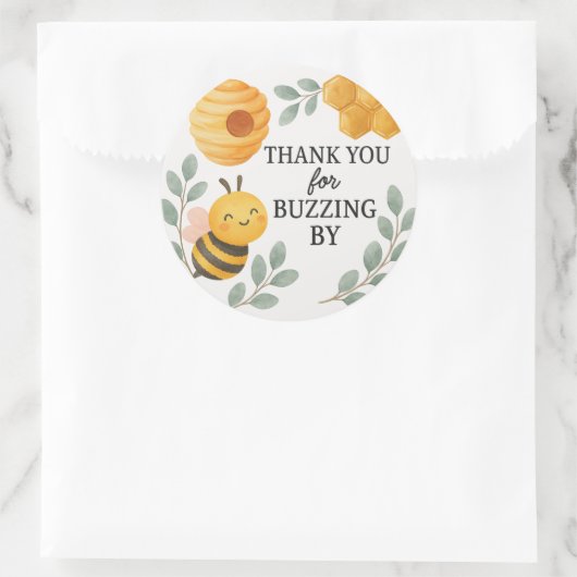 Thank You for Buzzing By Bee Label Runder Aufkleber (Tasche)