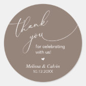 Thank you for celebrating with us Wedding Sticker (Vorderseite)