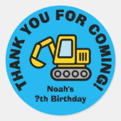 Thank you for coming construction theme Birthday Runder Aufkleber (Vorderseite)